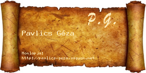 Pavlics Géza névjegykártya