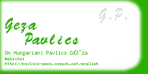 geza pavlics business card
